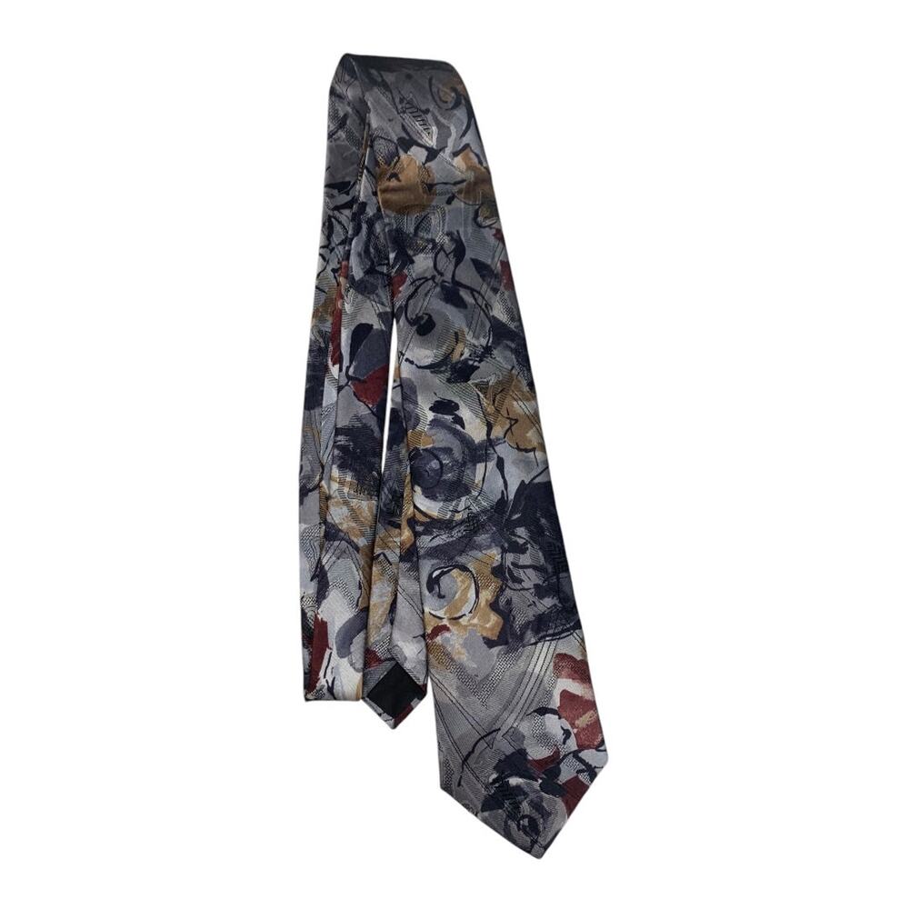 Jeremy Slade International Mens X-Long Necktie 65" Length Tie Abstract Gray Gold